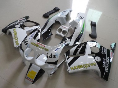 1988-1989 Honda CBR250RR MC19 Motorcycle Fairings - White Yellow Glossy Black Hannspree Canada for Sale