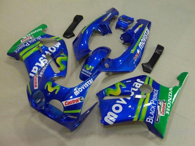 1988-1989 Honda CBR250RR MC19 Motorcycle Fairings - Blue Green White MoviStar Red Castrol Canada for Sale