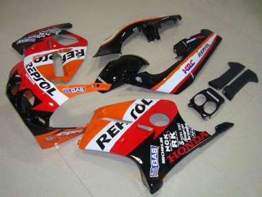 1988-1989 Honda CBR250RR MC19 Motorcycle Fairings - Orange White Red Glossy Black Repsol Canada for Sale