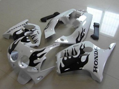 1988-1989 Honda CBR250RR MC19 Motorcycle Fairings - White Glossy Black Flame Canada for Sale
