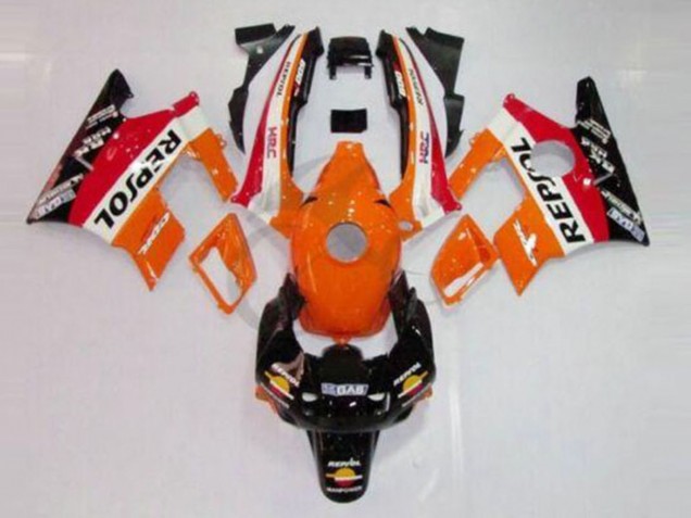 1991-1994 Honda CBR600 F2 Motorcycle Fairings - Orange White Red Glossy Black Repsol Canada for Sale