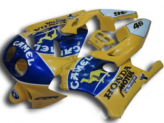 1990-1998 Honda CBR250RR MC22 Motorcycle Fairings - Yellow Blue Camel Motul Canada for Sale