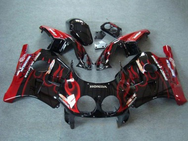 1990-1998 Honda CBR250RR MC22 Motorcycle Fairings - Glossy Black Red Flame Canada for Sale