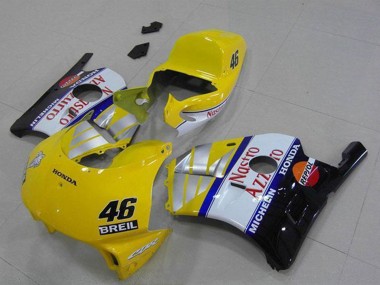 1990-1998 Honda CBR250RR MC22 Motorcycle Fairings - Yellow Silver White Red Nastro Azzurro Breil 46 Canada for Sale