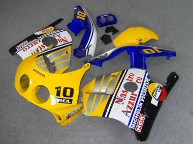 1990-1998 Honda CBR250RR MC22 Motorcycle Fairings - Yellow Blue Silver White Red Nastro Azzurro Breil 10 Canada for Sale