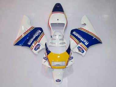1994-1996 Honda NSR250R MC28 P4 Motorcycle Fairings - White Blue Yellow Gold Rothmans Canada for Sale