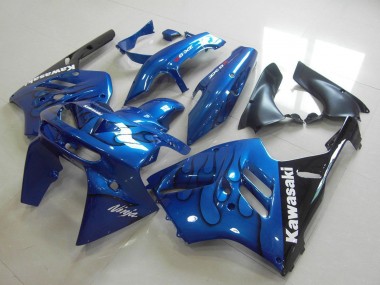 1994-1997 Kawasaki ZX9R Motorcycle Fairing - Blue Black Flame Canada for Sale