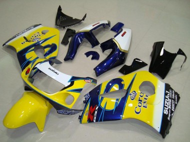 1996-2000 Suzuki GSXR 600 Motorcycle Fairings - White Yellow Blue Corona Canada for Sale