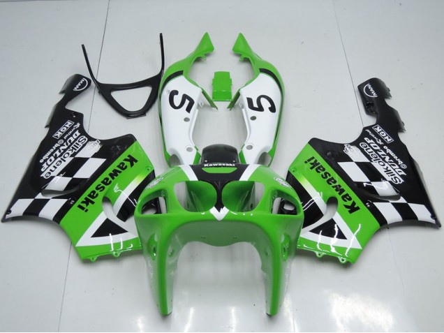 1996-2003 Kawasaki ZX7R Motorcycle Fairings - Green White Black 5 Canada for Sale