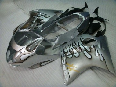 1996-2007 Honda CBR1100XX Blackbird Motorcycle Fairing - Silver Black Flame Canada for Sale
