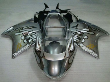 1996-2007 Honda CBR1100XX Blackbird Motorcycle Fairing - Silver Black Flame Canada for Sale