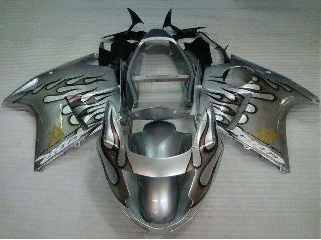 1996-2007 Honda CBR1100XX Blackbird Motorcycle Fairing - Silver Black Flame Canada for Sale