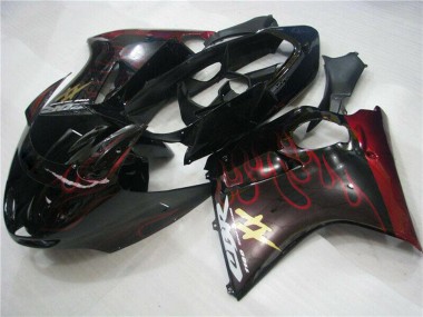 1996-2007 Honda CBR1100XX Blackbird Abs Motorcycle Fairings - Glossy Black Red Flame Canada for Sale