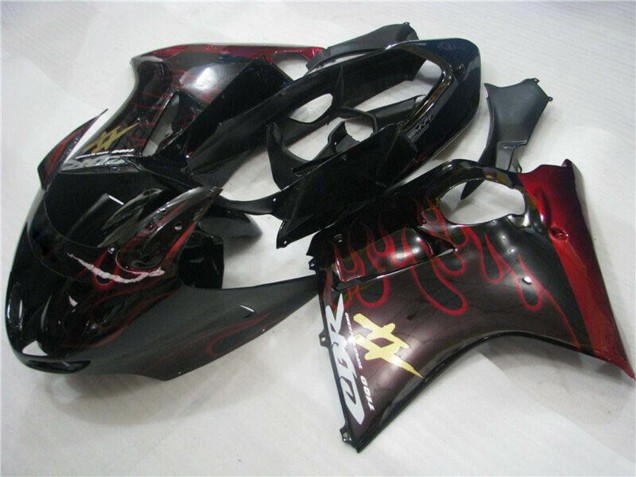 1996-2007 Honda CBR1100XX Blackbird Abs Motorcycle Fairings - Glossy Black Red Flame Canada for Sale