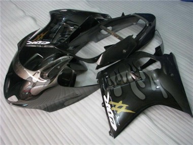 1996-2007 Honda CBR1100XX Blackbird Motorcycle Fairings - Glossy Black Silver Flame Canada for Sale