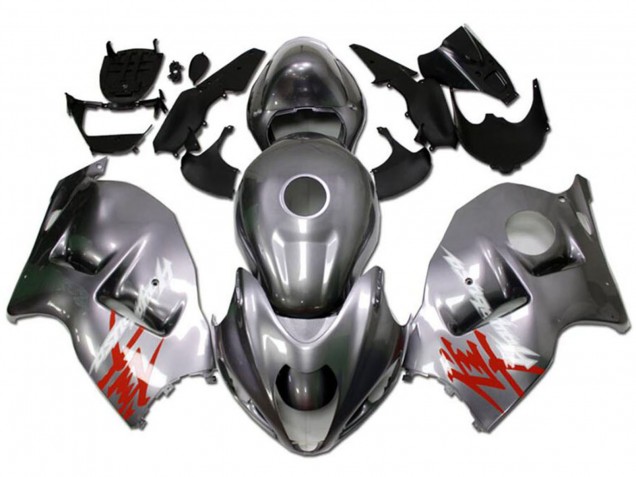 1996-2007 Suzuki GSXR 1300 Hayabusa Motorcycle Fairings - Silver with Red White Decal Canada for Sale