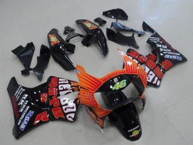 1998-1999 Honda CBR900RR 919 Motorcycle Fairings - Glossy Black Orange Rossi Canada for Sale