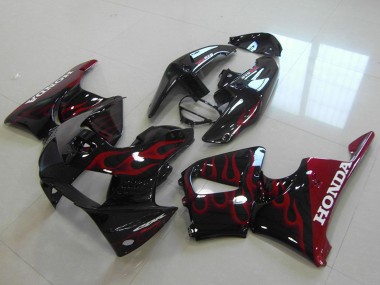 1998-1999 Honda CBR900RR 919 Motorcycle Fairings - Glossy Black Red Flame Canada for Sale