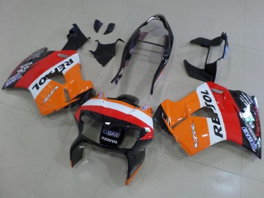 1998-2001 Honda VFR 800 Motorcycle Fairings - Orange White Red Glossy Black Repsol Canada for Sale