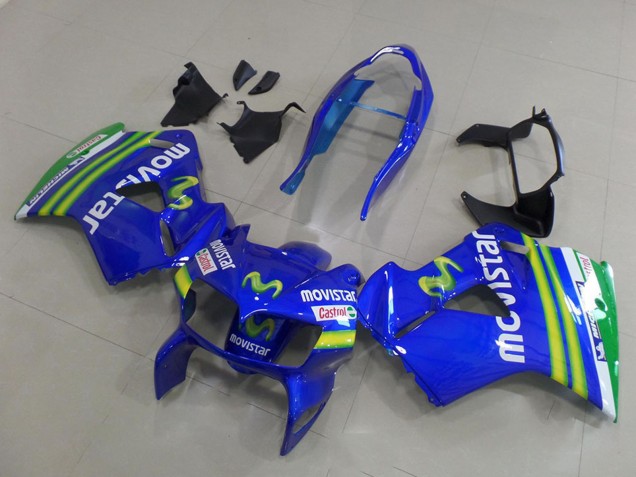 1998-2001 Honda VFR 800 Motorcycle Fairings - Blue Green White MoviStar Canada for Sale