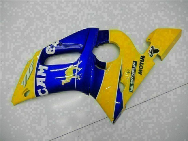 1998-2002 Yamaha YZF R6 Motorcycle Fairings - Yellow Blue White Camel Motul Canada for Sale