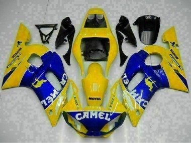 1998-2002 Yamaha YZF R6 Motorcycle Fairings - Yellow Blue White Camel Motul Canada for Sale