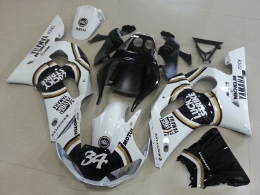 1998-2002 Yamaha YZF R6 Motorcycle Fairings - White Black Motul Lucky Strike 34 Canada for Sale
