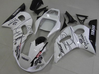 1998-2002 Yamaha YZF R6 Motorcycle Fairings - White Black Red Corona Motul Canada for Sale