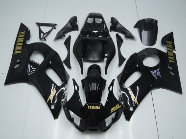 1998-2002 Yamaha YZF R6 Motorcycle Fairings - Glossy Black Gold Decals Canada for Sale