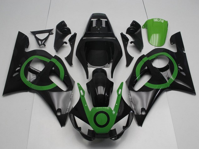 1998-2002 Yamaha YZF R6 Motorcycle Fairings - Glossy Black Green Circle Canada for Sale