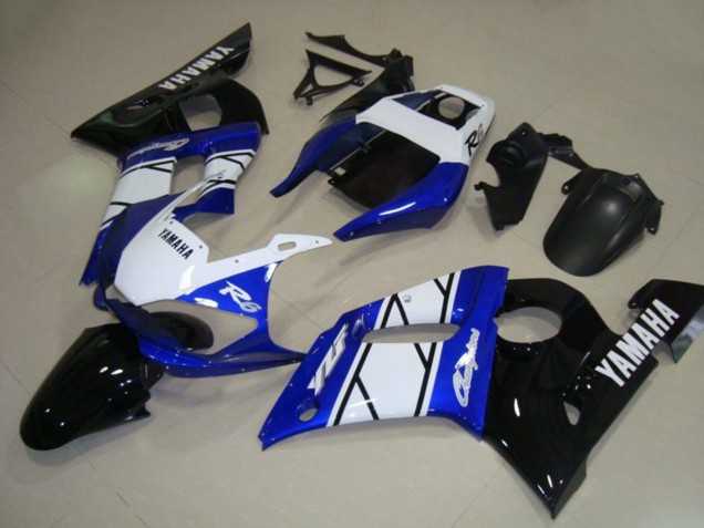 1998-2002 Yamaha YZF R6 Motorcycle Fairings - White Blue Glossy Black Champions Canada for Sale