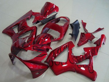 2000-2001 Honda CBR900RR 929 Motorcycle Fairings - Red Glossy Black Flame Canada for Sale