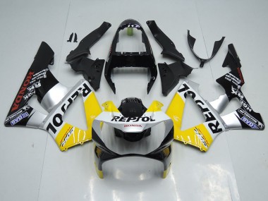2000-2001 Honda CBR900RR 929 Motorcycle Fairing - Yellow Silver Glossy Black Repsol Canada for Sale