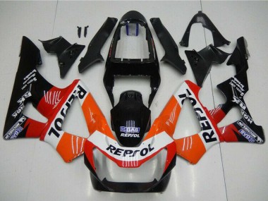 2000-2001 Honda CBR900RR 929RR Motorcycle Fairings - Orange White Red Glossy Black Repsol Canada for Sale