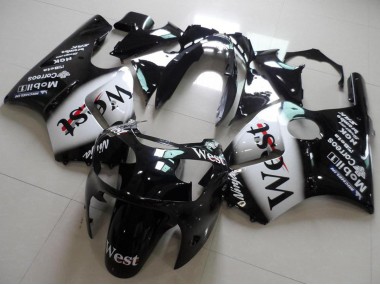 2000-2001 Kawasaki ZX12R Motorcycle Fairings - Glossy Black White West Canada for Sale