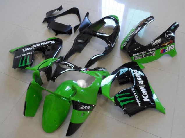2000-2001 Kawasaki ZX9R Motorcycle Fairings - Glossy Black Green Monster Canada for Sale