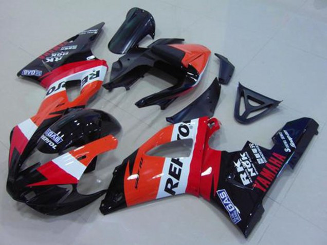 2000-2001 Yamaha YZF R1 Motorcycle Fairing - Orange White Red Black Repsol Canada for Sale