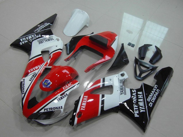 2000-2001 Yamaha YZF R1 Motorcycle Fairings - Red White Glossy Black Petronas Yamalube Canada for Sale