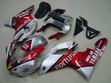 2000-2001 Yamaha YZF R1 Motorcycle Fairings - Silver Red Fortuna Motul 7 Canada for Sale