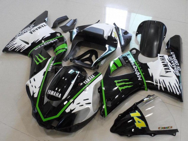 2000-2001 Yamaha YZF R1 Motorcycle Fairings - Glossy Black White Green Monster Canada for Sale