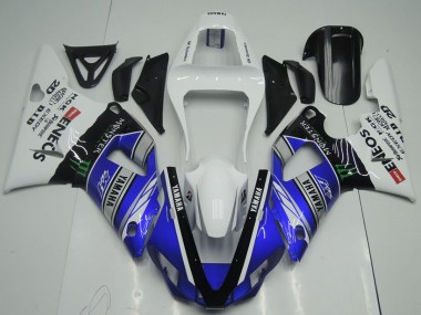 2000-2001 Yamaha YZF R1 Motorcycle Fairings - White Blue Black ENEOS Monster Canada for Sale