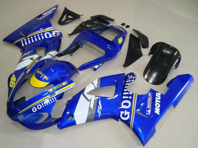 2000-2001 Yamaha YZF R1 Motorcycle Fairings - Blue White Yellow Motul 46 Canada for Sale