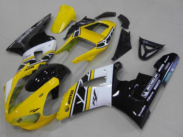 2000-2001 Yamaha YZF R1 Motorcycle Fairings - Yellow White Black Anniversary Motul Michelin Canada for Sale