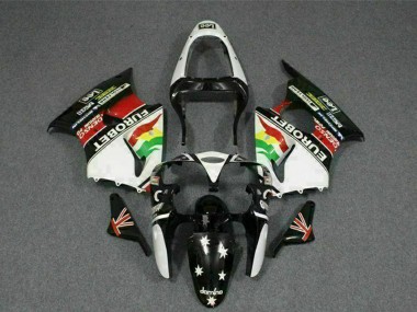 2000-2002 Kawasaki ZX6R Motorcycle Fairings - White Red Yellow Green Glossy Black Star EuroBet Canada for Sale