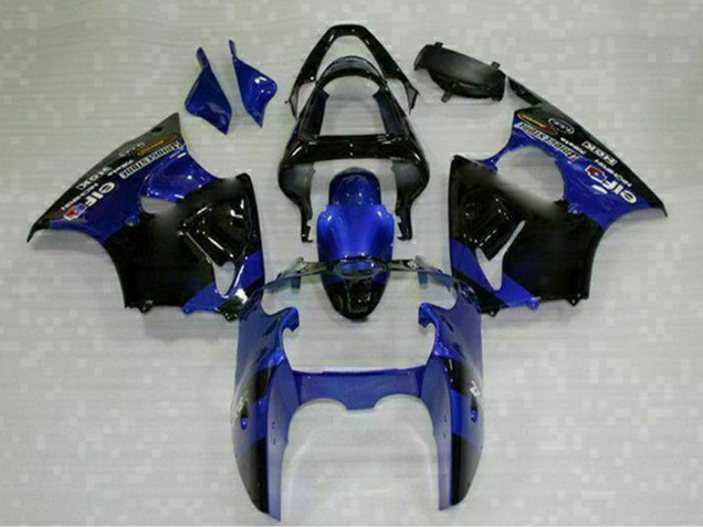 2000-2002 Kawasaki ZX6R Motorcycle Fairings - Blue Glossy Black Elf Bridgestone Canada for Sale