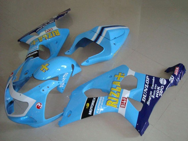 2000-2002 Suzuki GSXR 1000 Motorcycle Fairings - Light Blue Yellow Black White Yellow Rizla Canada for Sale