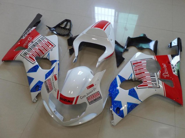 2000-2002 Suzuki GSXR 1000 Motorcycle Fairings - White Red Blue Star Canada for Sale