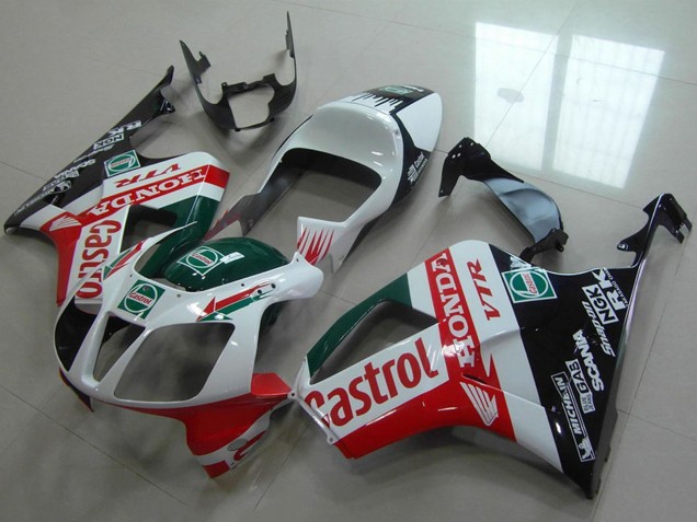 2000-2006 Honda VTR1000 Motorcycle Fairing - White Red Green Glossy Black Castrol Canada for Sale
