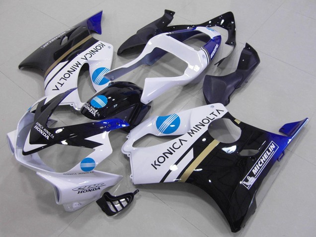 2001-2003 Honda CBR600 F4i Motorcycle Fairings - White Blue Glossy Black Konica Minolta Canada for Sale