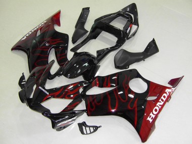 2001-2003 Honda CBR600 F4i Motorcycle Fairings - Glossy Black Red Flame Canada for Sale